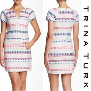 Trina Turk Angela Tweed Shift dress with Metallic gold Sz 4 $345​